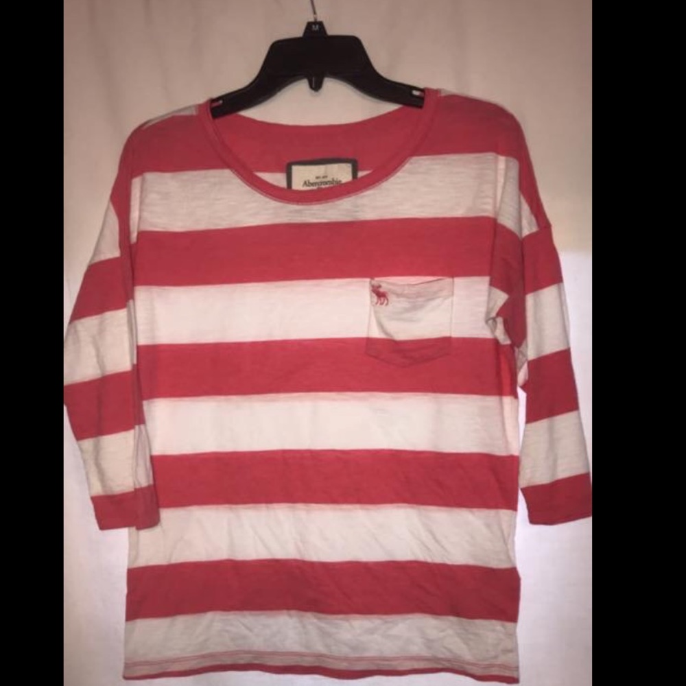 Pink and White 3/4 sleeve shirt